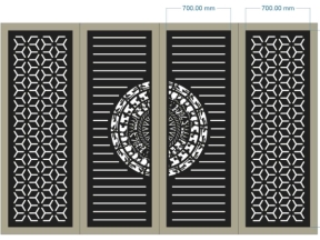 Cnc thiết kế cổng 4 cánh trống đồng bông tuyết