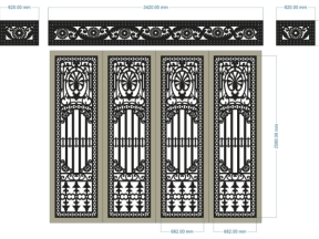 Cnc thiết kế cổng 4 cánh và ô thoáng đẹp dxf