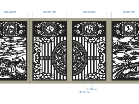 Cnc thiết kế cổng 4 cánh vạn sự như ý dxf
