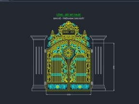 Cổng 2 cánh nhà biệt thự sắt uốn mỹ thuật