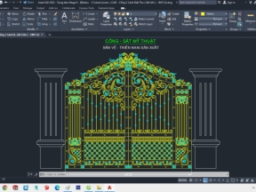 Cổng 2 cánh sắt nghệ thuật sắt uốn