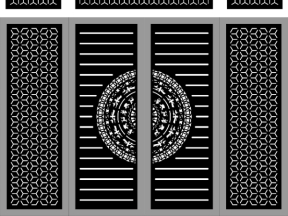 Cổng 4 cánh bông tuyết cnc có ô thoáng