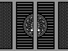 Cổng 4 cánh cnc trống đồng bông tuyết dxf