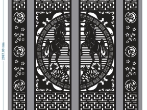 Cổng 4 cánh ngựa phúc lộc thọ cnc dxf