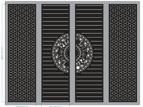 Cổng 4 cánh trống đồng bông tuyết cnc dxf 2026