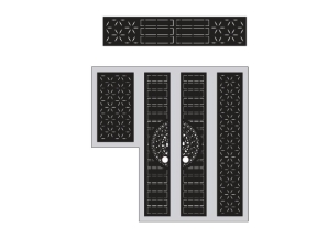 Cổng 4 cánh trống đồng bông tuyết cnc kết hợp ô thoáng dxf