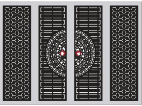 Cổng 4 cánh trống đồng bông tuyết có lắp tay cnc