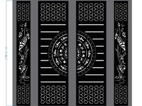 Cổng 4 cánh trống đồng bông tuyết hoa sen cnc dxf