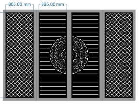 Cổng 4 cánh trống đồng mới hình lá cách điệu cánh đồng tiền cnc