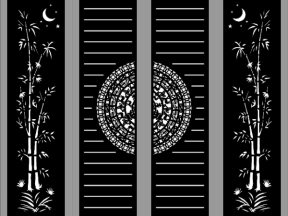 Cổng 4 cánh trống đồng trúc cnc dxf