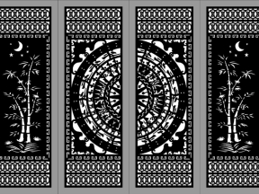 Cổng 4 cánh trúc trống đồng con dơi cnc