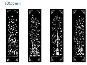 Cổng 4 cánh tùng cúc trúc mai cnc