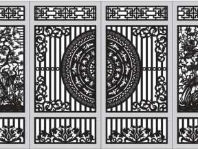 Cổng 4 cánh tùng tùng cúc trúc mai cnc