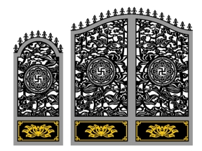 Cổng chùa hoa sen có cổng phụ cnc