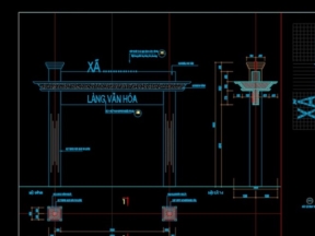Cổng làng văn hóa  bản vẽ cad