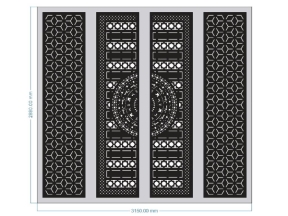 Cổng trống đồng bông tuyết nan chữ nhật cnc