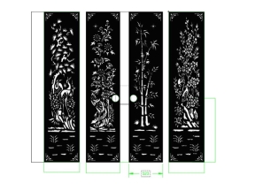 Cổng tùng cúc trúc mai 4 cánh dxf cnc