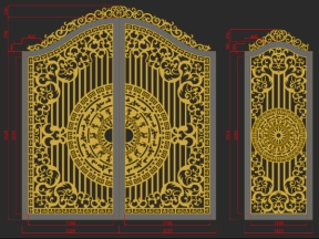 Cửa cổng cnc 2 cánh file cad nai cò file dxf