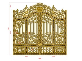 Cửa cổng cnc 4 cánh file cad hiện đại hiện đại file dxf