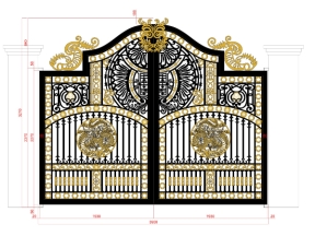 Cửa cổng cnc mẫu họa tiết rồng model dxf