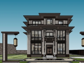 Download dựng model sketchup nhà biệt thự 3 tầng tân cổ