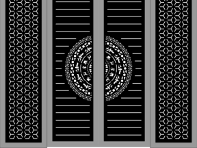 Download model cổng 4 cánh trống đồng dxf