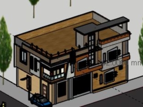 Download model mẫu nhà phố 2 tầng 9.9x16m skp