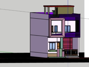 Download model nhà ở phố 2 tầng 6.4x15m