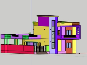 Download model nhà phố 2 tầng 12x14m skp