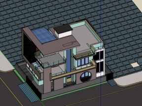 Download model sketchup mẫu nhà phố 3 tầng 8x7m