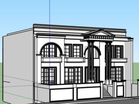 Download model sketchup nhà biệt thự 2 tầng 17x21m mới