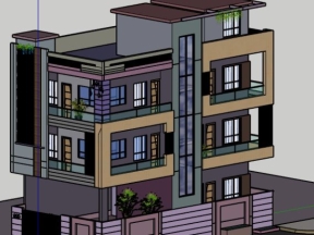 Download model su nhà ở phố 3 tầng 7x13m