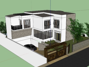 Download nhà biệt thự 2 tầng 11x9m model sketchup việt nam