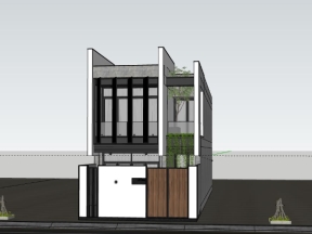 Download nhà dân 2 tầng 6x20m dựng model sketchup