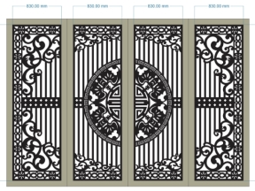 Download thiết kế cổng cnc 4 cánh đẹp nhất 2d