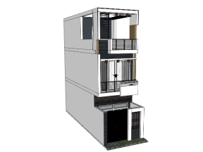 Dựng 3d su nhà lô phố 3 tầng 3.7x11.3m