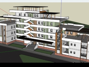 Dựng bao cảnh thiết kế chung cư 5 tầng hiện dại model .skp