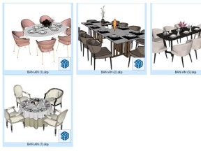 Dựng file sketchup thiết kế 7 mẫu bàn ăn đẹp