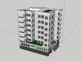 Dựng hình mẫu bản vẽ .skp nhà chung cư 7 tầng 10x10m