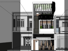 Dựng mẫu file sketchup nhà phố 3 tầng phong cách hiện đại cực đẹp