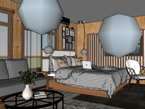 Dựng mẫu phòng ngủ model sketchup phong cách hiện đại