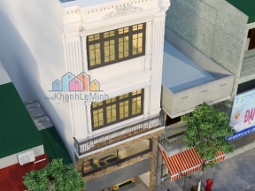 Dựng mẫu sketchup thiết kế nhà phố 3 tầng mặt tiền tân cổ điển