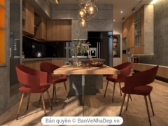 Dựng mẫu thiết kế nội thất phòng bếp cho căn hộ chung cư sử dụng Sketchup cực đẹp