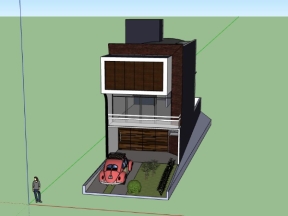 Dựng model .skp nhà ở phố 2 tầng 6x30m model .skp
