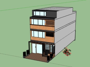 Dựng model .skp nhà ở phố 3 tầng 5.2x15.9m