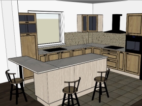 Dựng model sketchup nội thất phòng bếp sang xin