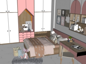Dựng model sketchup việt nam nội thất phòng ngủ trẻ em