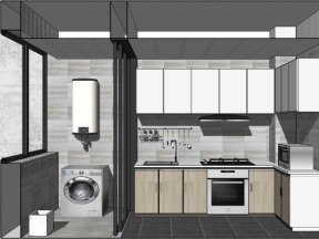 Dựng model su nội thất phòng bếp mới