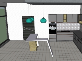 Dựng thiết kế nội thất phòng bếp đơn giản đẹp model .skp