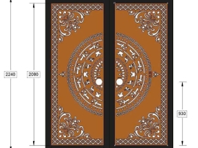 Dxf cnc cổng 2 cánh trống đồng